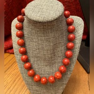 Red (brick red?) stone, hand tied necklace.  Stones are 5/8” - really beautiful